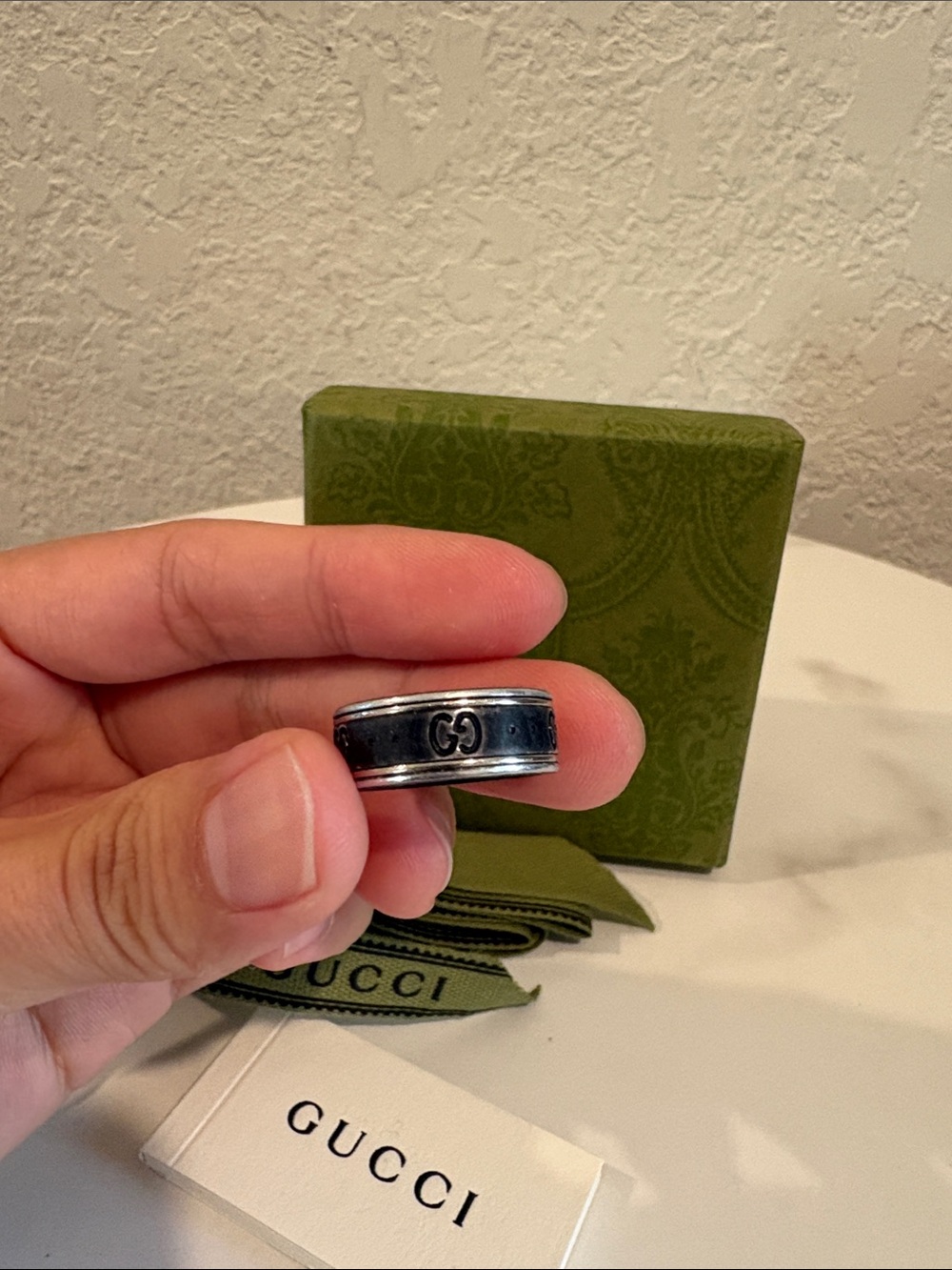 GUCCI RING Logo GG Flat with Box - Picture 2 of 7